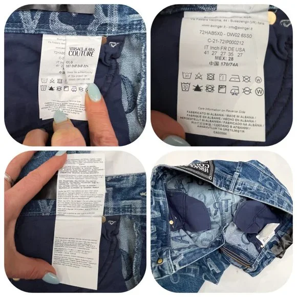 NWT $525 Authentic Versace Couture allover logo stretchy cotton jeans 27 - Picture 11 of 17